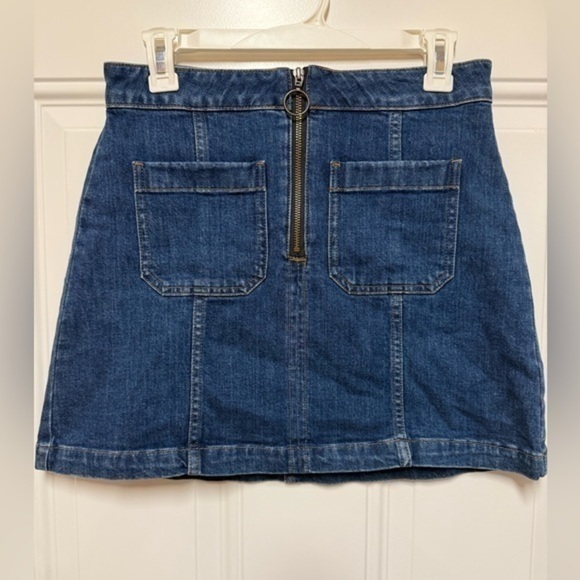 Madewell Dresses & Skirts - Madewell Denim Mini Skirt A line Exposed Full Zip O-Ring  Blue Size 28